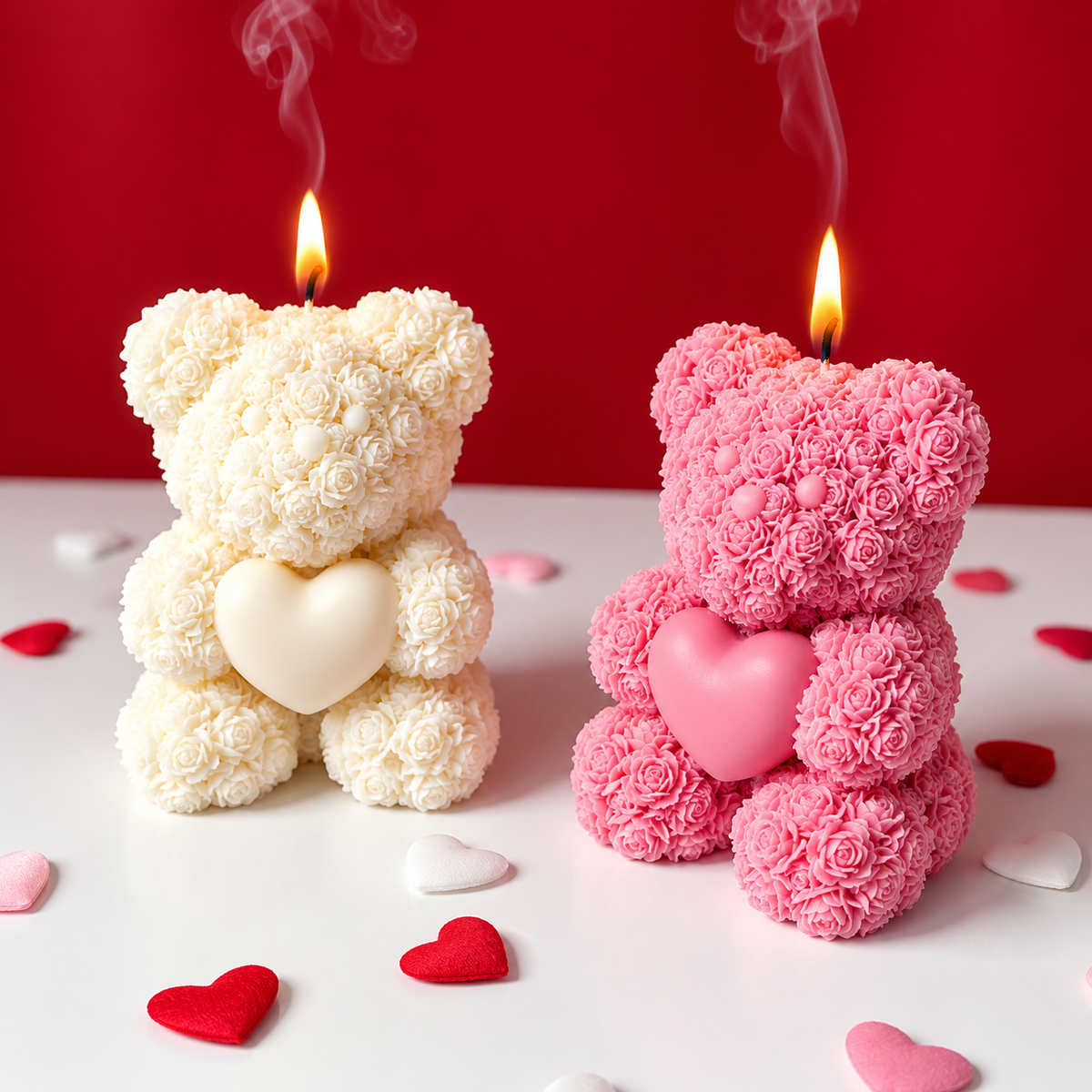 Rose Teddy Bear Candle