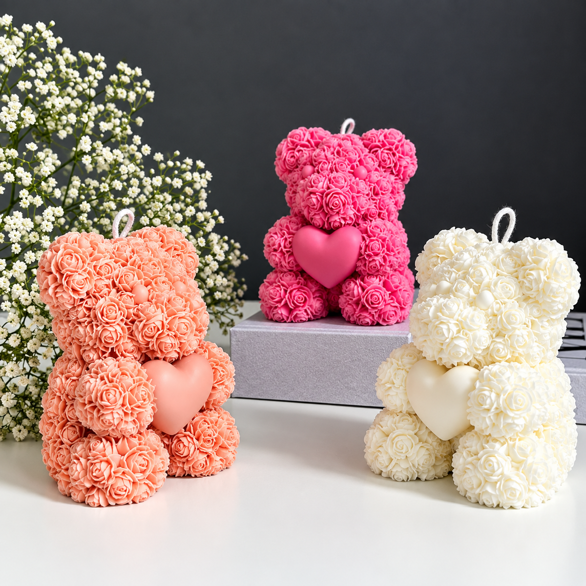 Rose Teddy Bear Candle